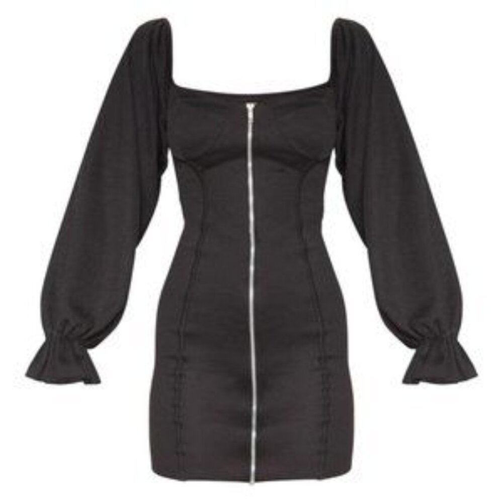 PrettyLittleThing Women's Black Zip up cup detail dress | Size 6 - Picture 2 of 7